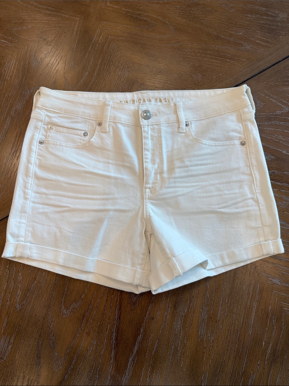 American Eagle Outfitters White Cuffed Denim Women's Shorts